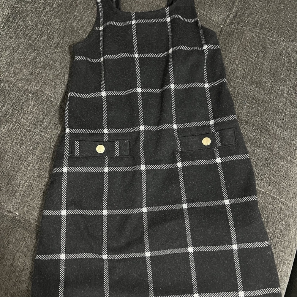 abercrombie fitch Kids Size 7/8 Grey Plaid Retro Vintage 1960s Shift Dress